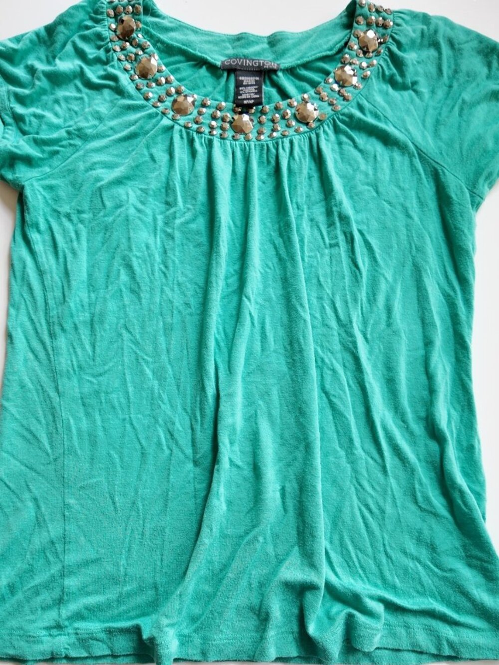 teal y2k top studded convington size M petite vintage 2000s